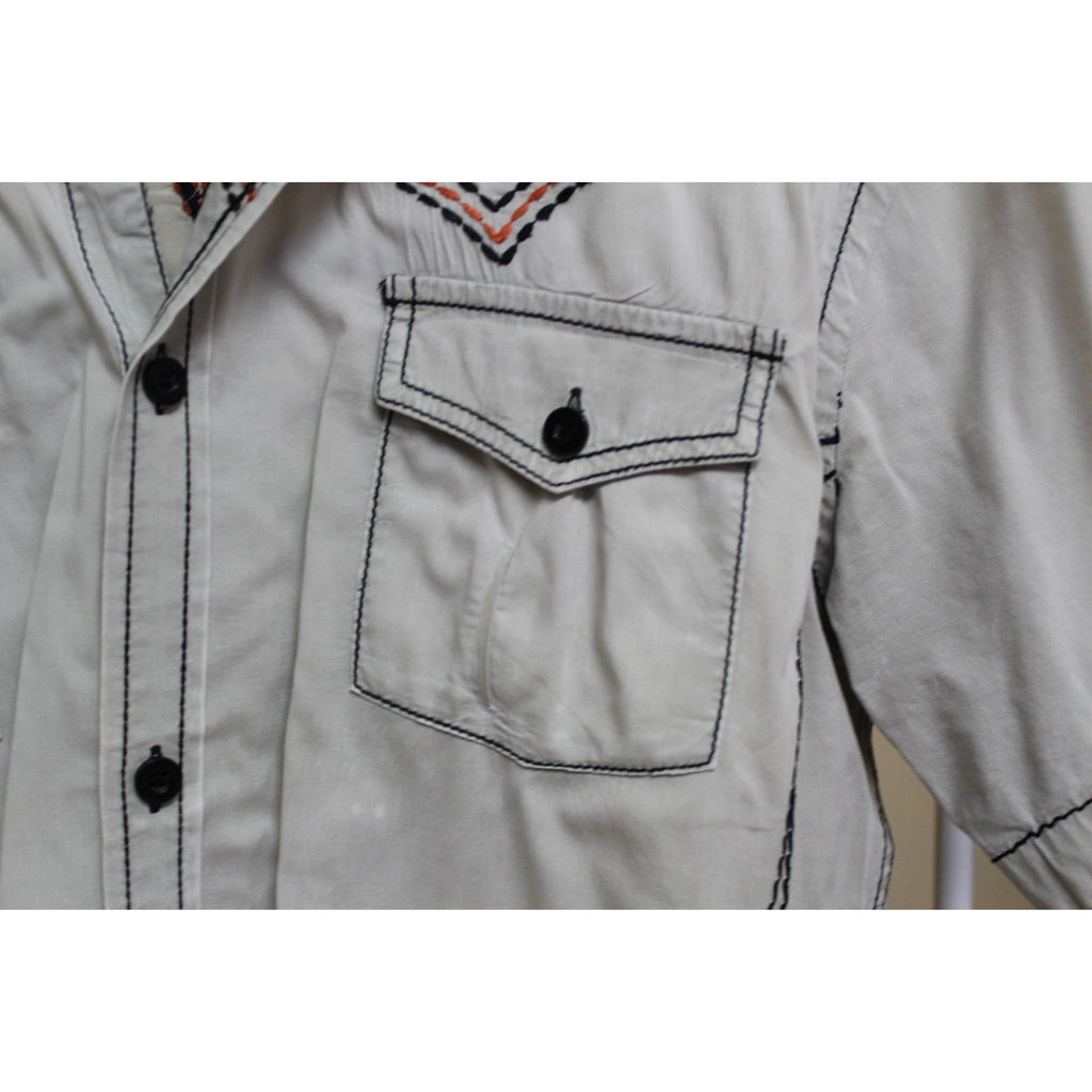 Men's Roar Signature Tan Short Sleeve Button Up Shirt Size Medium