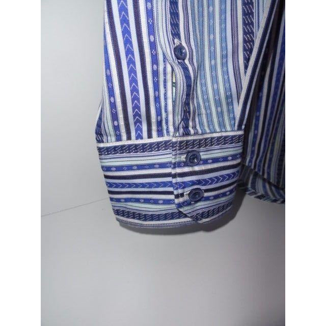 Robert Graham Blue Navy Ornate Stripe Shirt — Medium