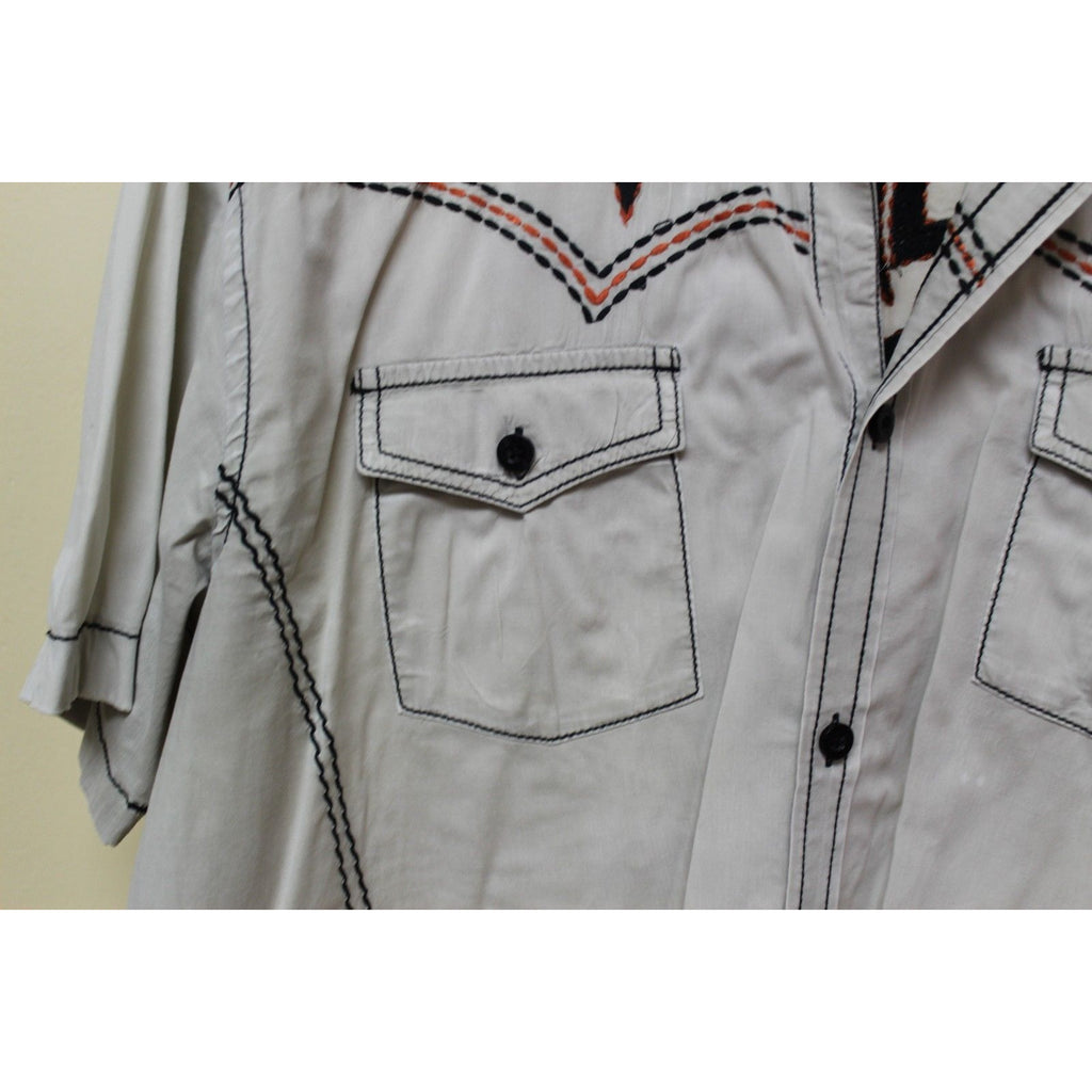 Men's Roar Signature Tan Short Sleeve Button Up Shirt Size Medium