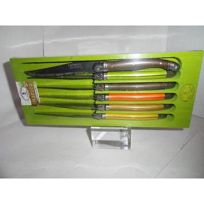 Laguiole Natura 6 Steak Knife Set & Wood Tray