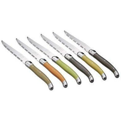 Laguiole Natura 6 Steak Knife Set & Wood Tray