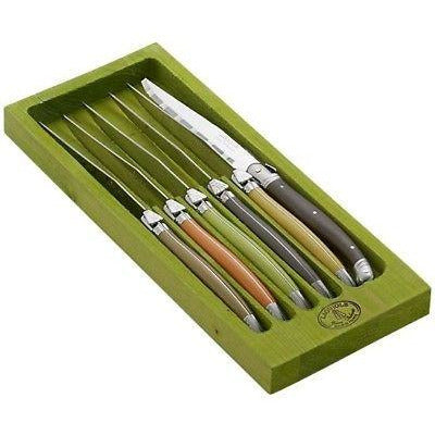 Laguiole Natura 6 Steak Knife Set & Wood Tray