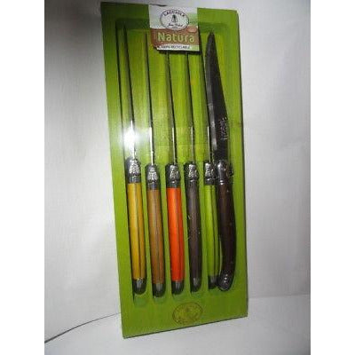 Laguiole Natura 6 Steak Knife Set & Wood Tray
