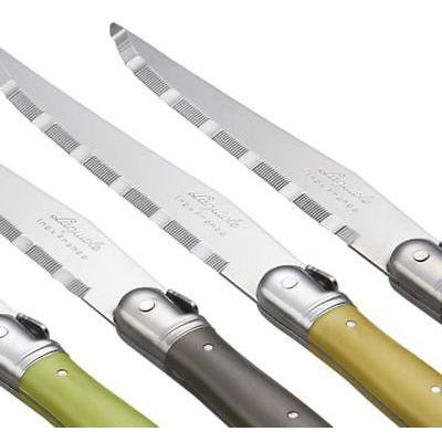 Laguiole Natura 6 Steak Knife Set & Wood Tray