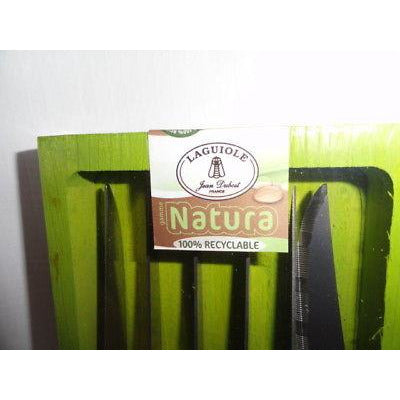 Laguiole Natura 6 Steak Knife Set & Wood Tray