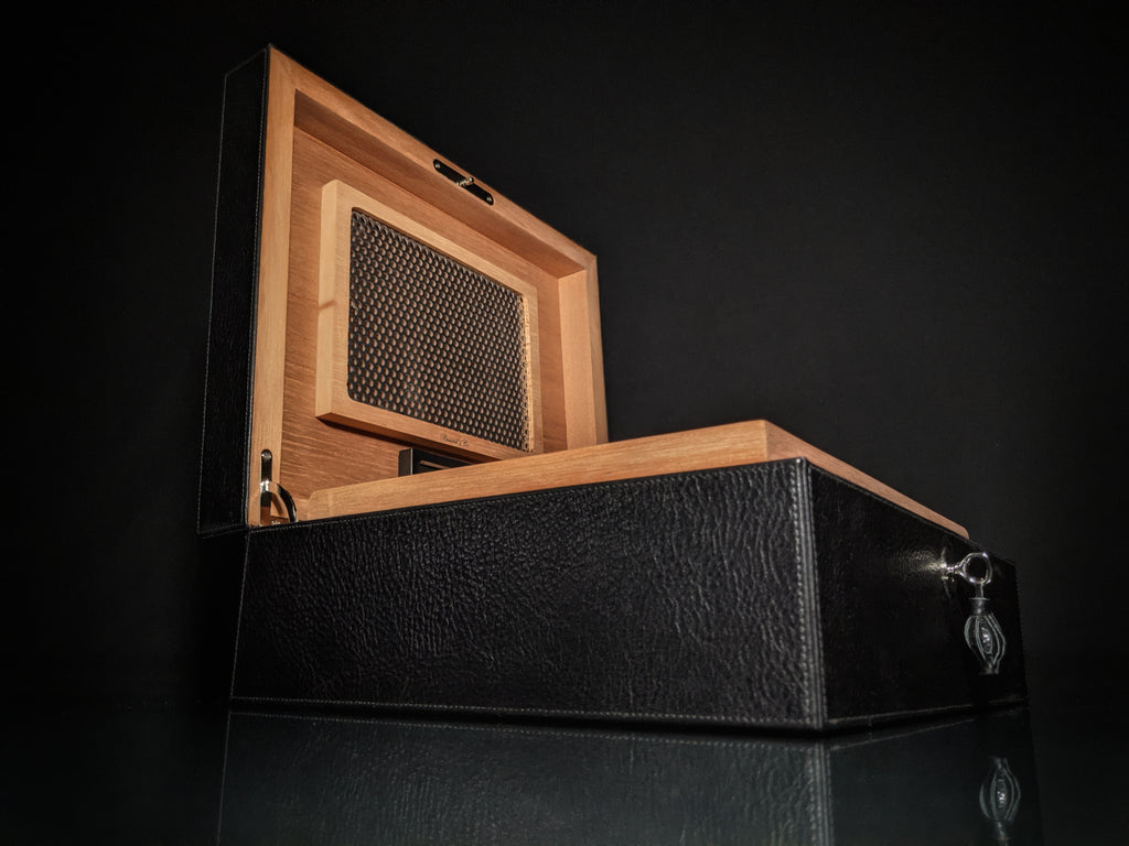 Brizard & Co - "Airflow" Cigar Humidor - Sunrise Black and Zebrawood 60 / 70 Count