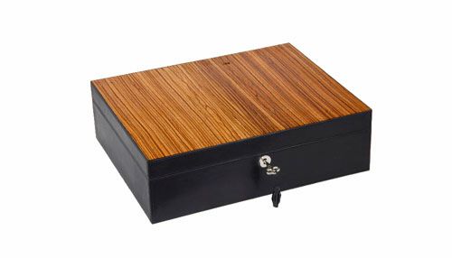 Brizard and co. The "Airflow" Cigar Humidor - Sunrise Black and Zebrawood (60/70 Count)