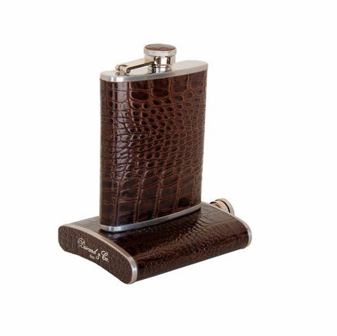 Brizard and Co. The 6 oz Flask - Croco Pattern Tobacco