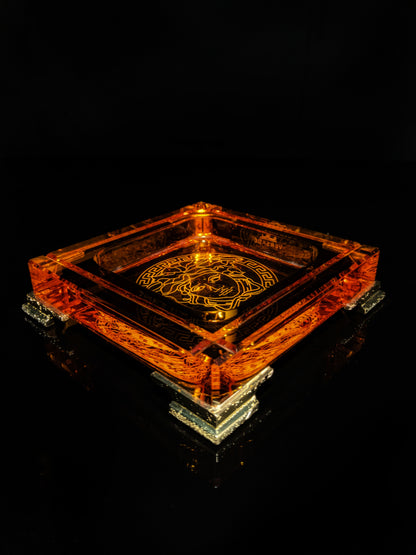 Versace Amber Crystal Ashtray NIB