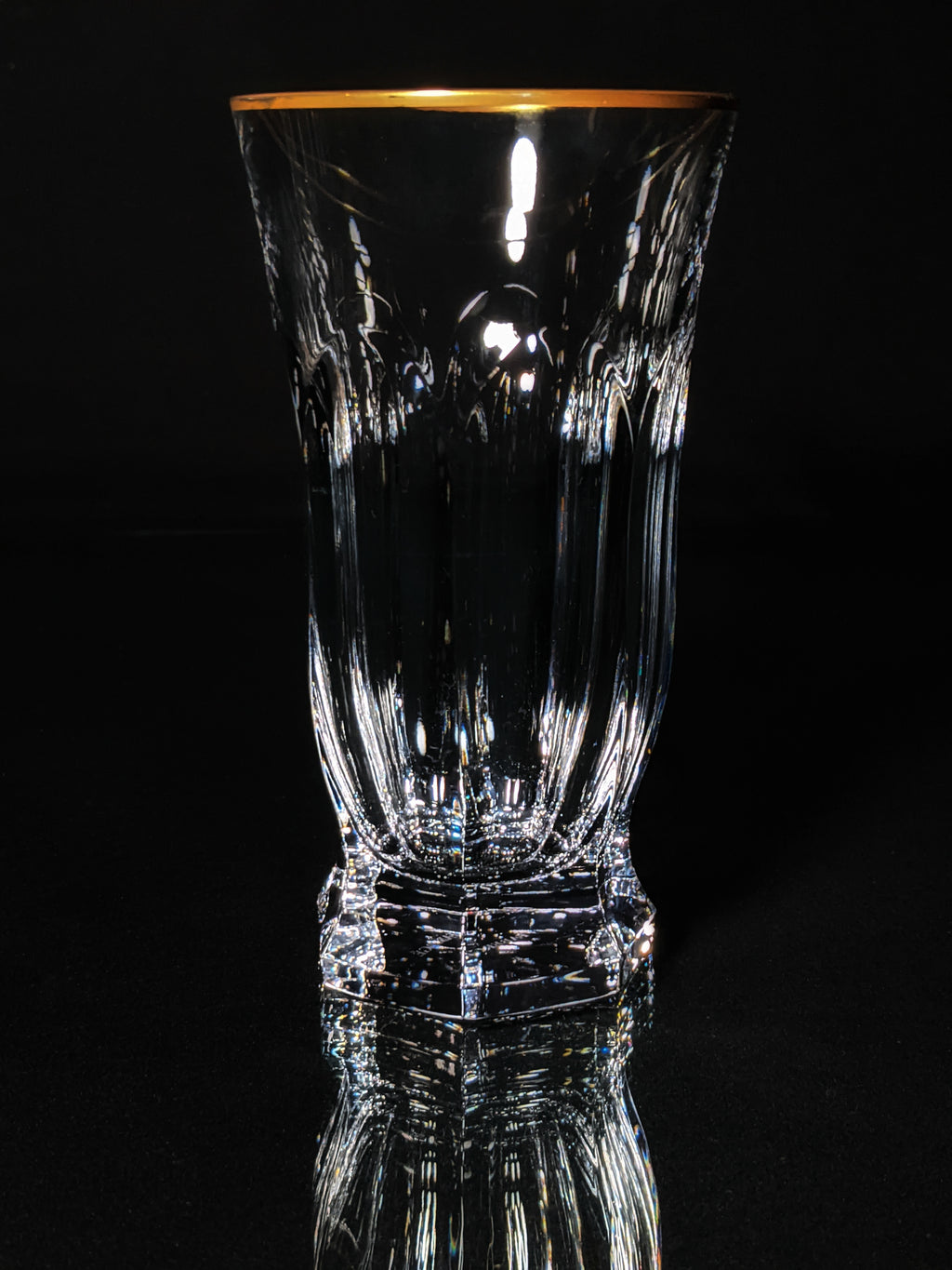 Faberge  Crystal Aurora Highball  Glasses with gold painted rim set of 4 NIB