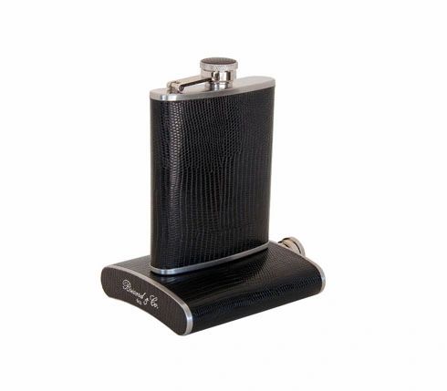 Brizard and Co. The 8 oz Flask - Lizard Pattern Black