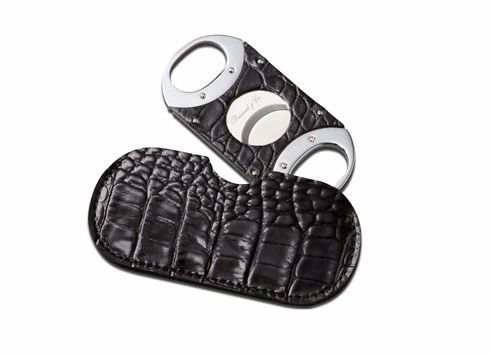 Brizard and Co. The "Double Guillotine" Cigar Cutter - Croco Pattern Black