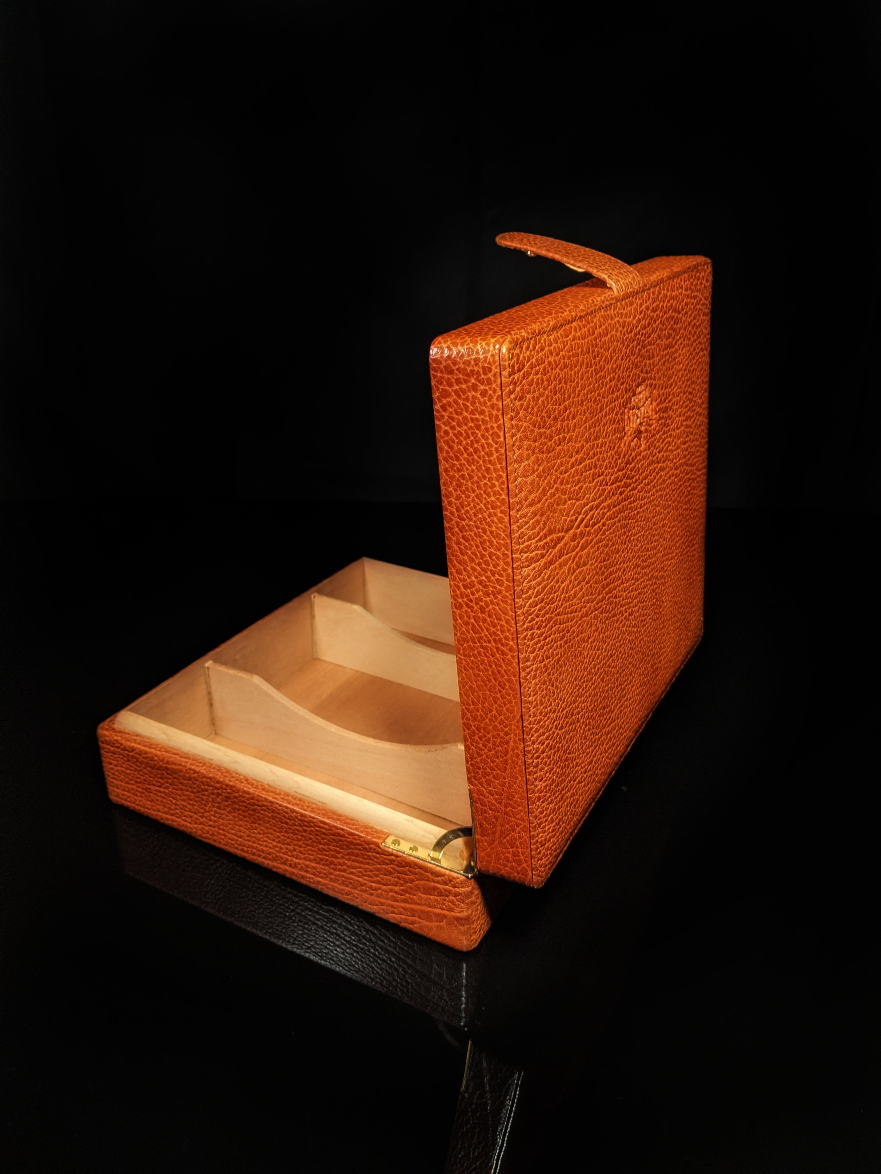Pheasant Leather Humidor made in Spain by RD Gomez NIB
