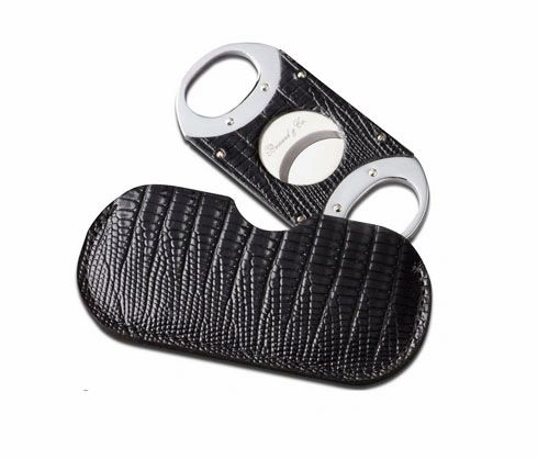 Brizard and Co. The "Double Guillotine" Cigar Cutter - Lizard Pattern Black
