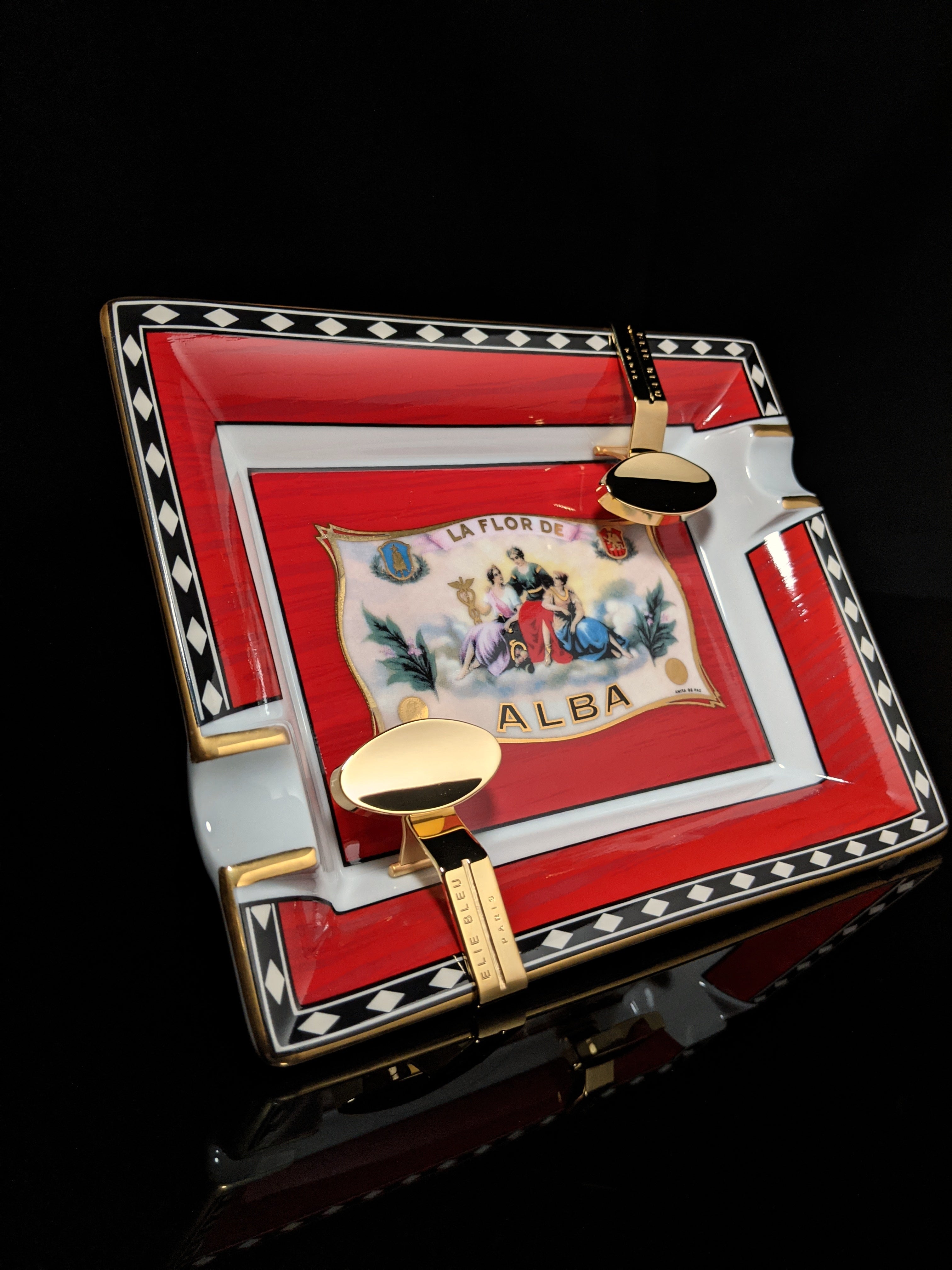 Elie Bleu Alba Porcelain Red Ashtray