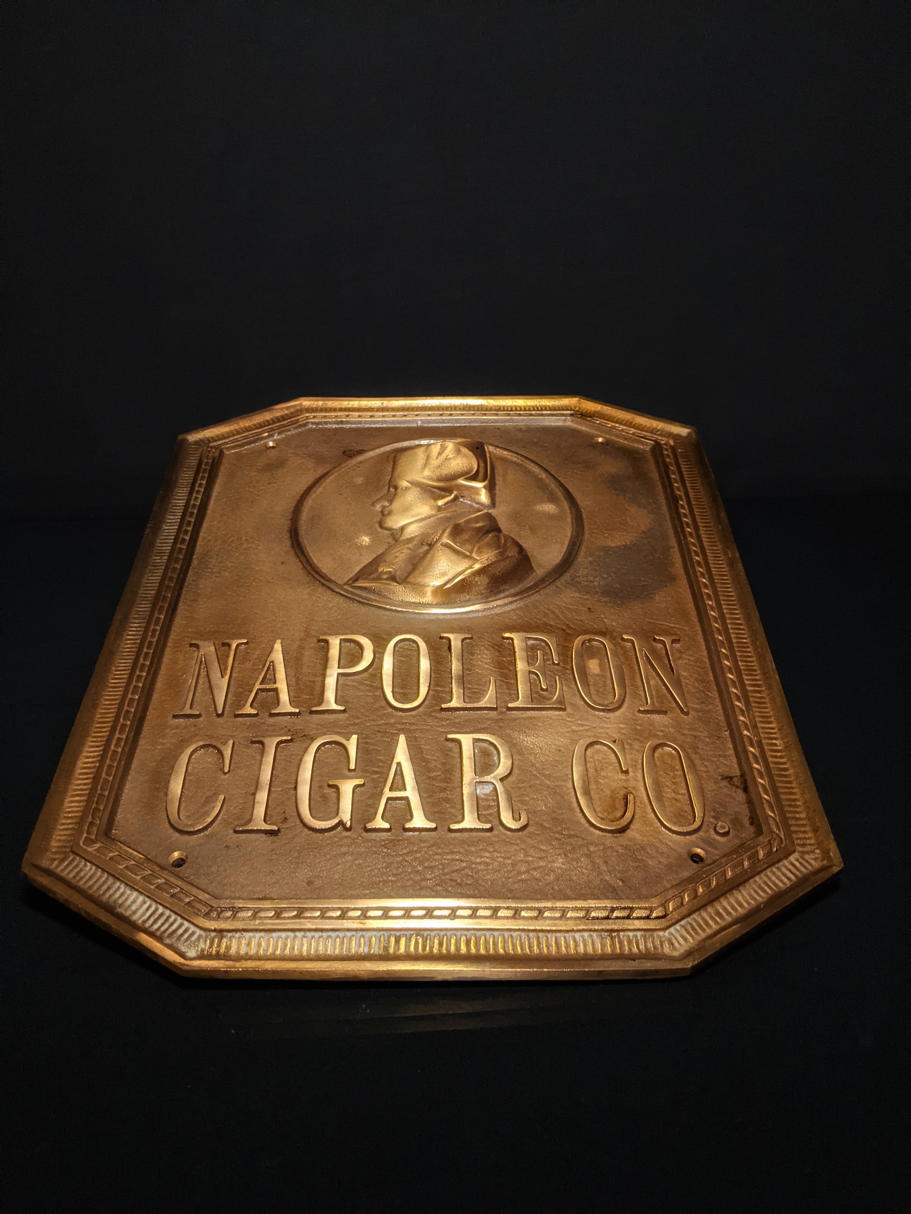 Napoleon Cigar Co. Bronze Sign 15.75" H x 12.75" W