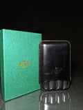 Pheasant Black Cabra Leather Cigar Holder Case