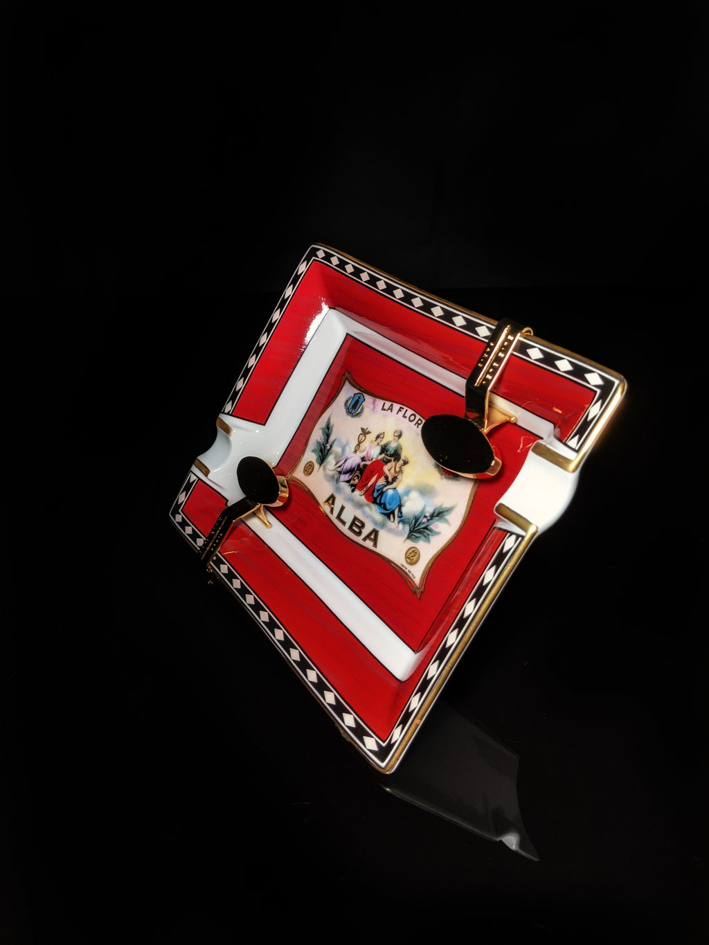 Elie Bleu Alba Porcelain Red Ashtray