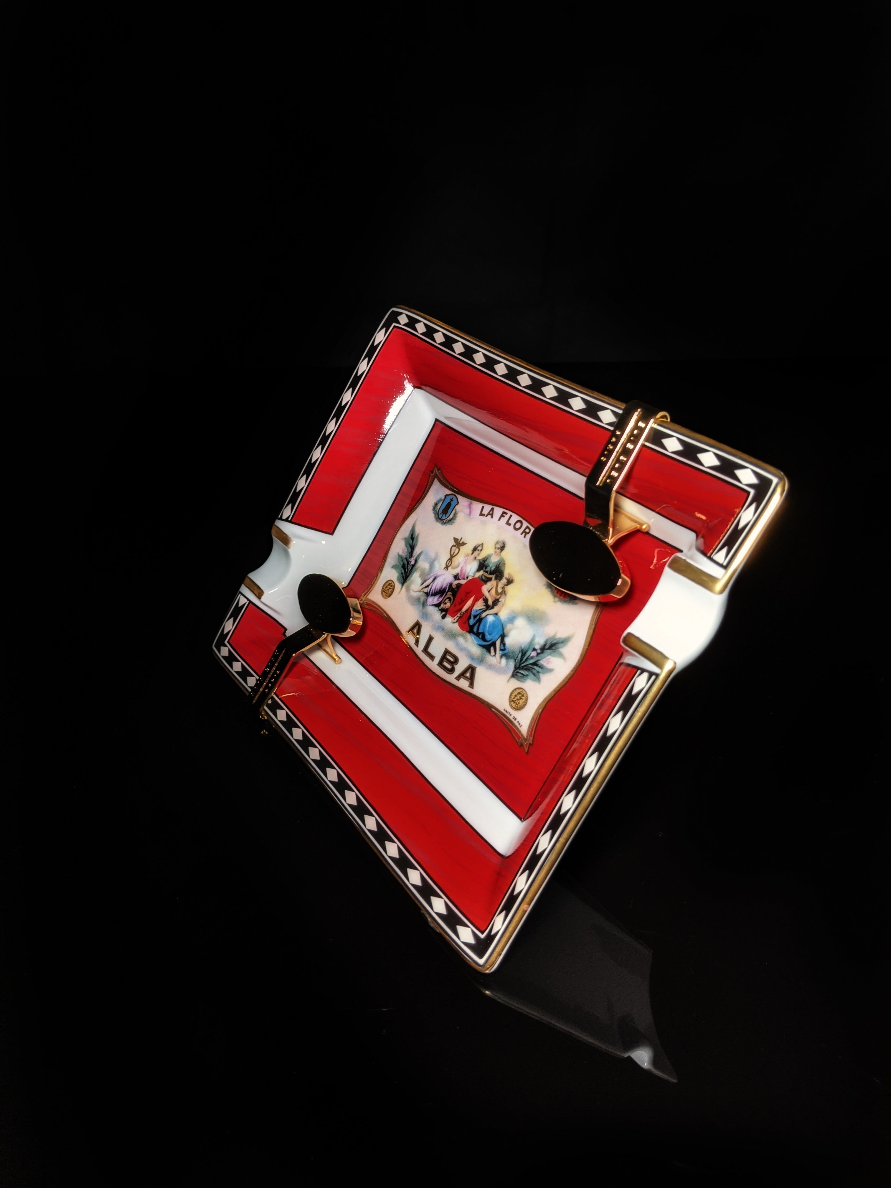 Elie Bleu Alba Porcelain Red Ashtray