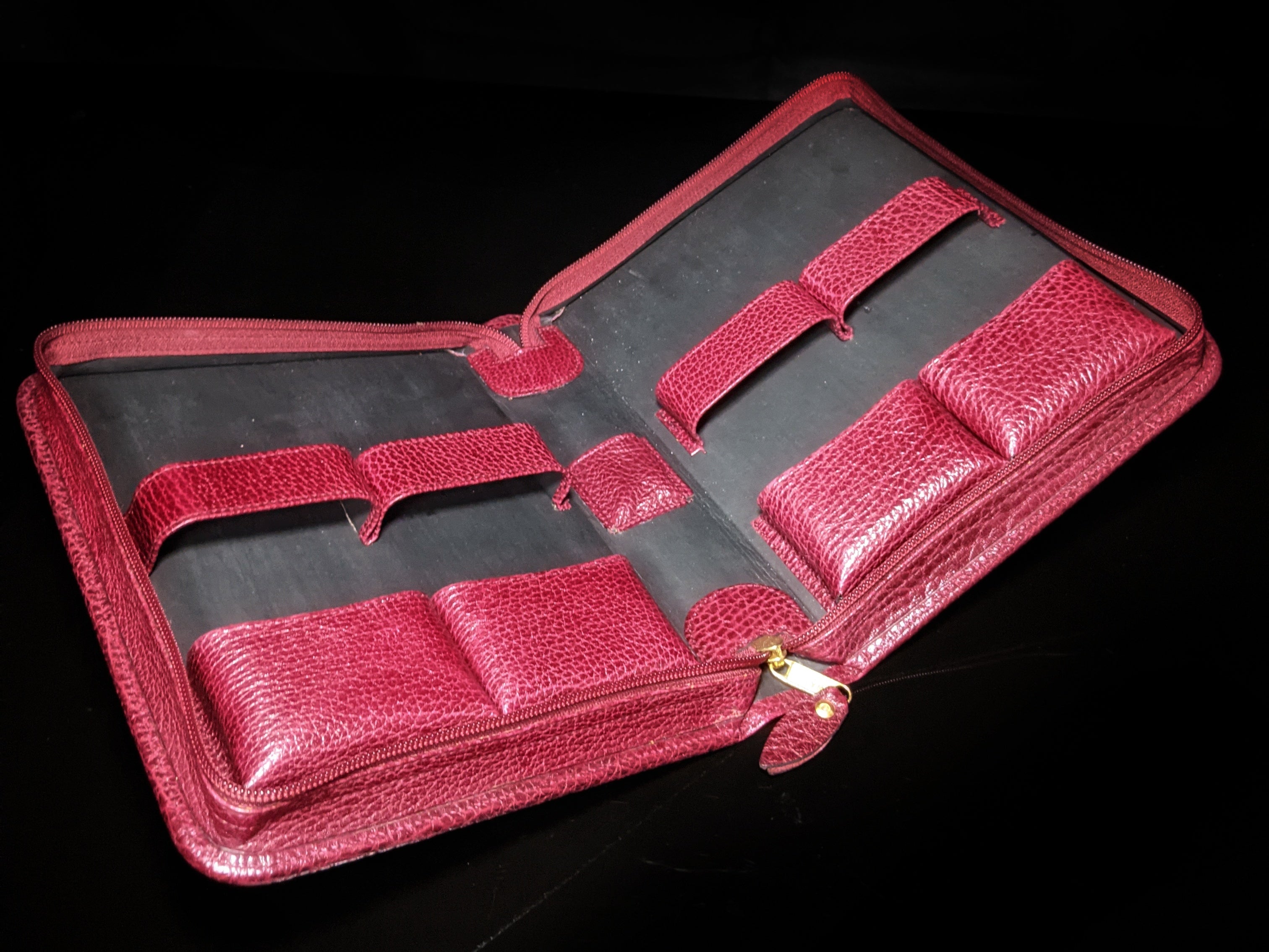 pheasant leather bordeaux carrying case NIB Made in Spain