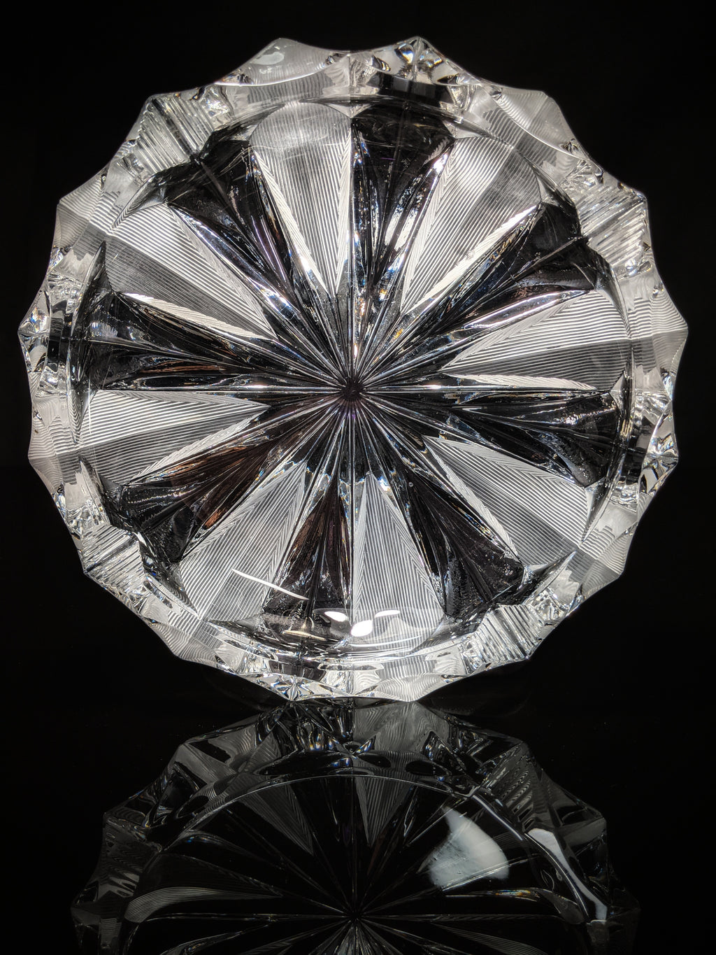 Cut Glass Round Ashtray 8" Diameter