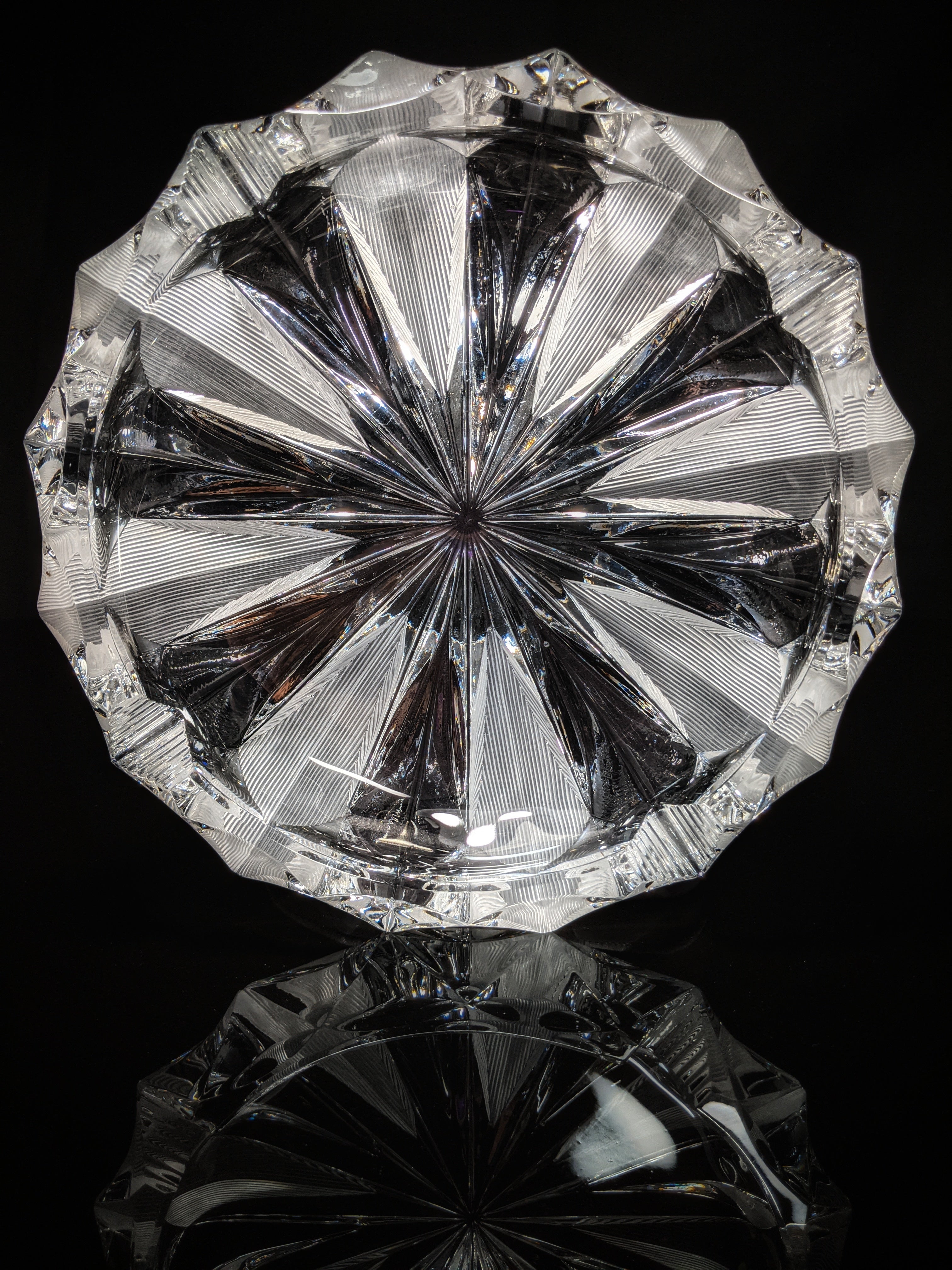 Cut Glass Round Ashtray 8" Diameter