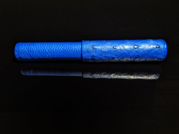 Brizard and Co Blue Ostrich Single Cigar Tube Holder