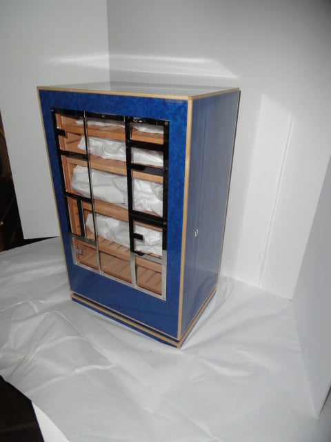 Elie Bleu Madrona Blue  Wood Cabinet Humidor 150 count