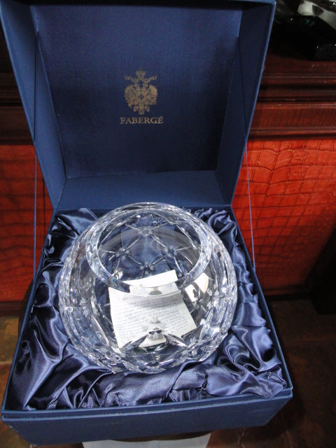 Faberge Pine Cone Crystal Rose Bowl in the original box