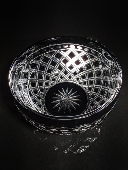 Black Crystal Clear Cut Bowl 9" diameter