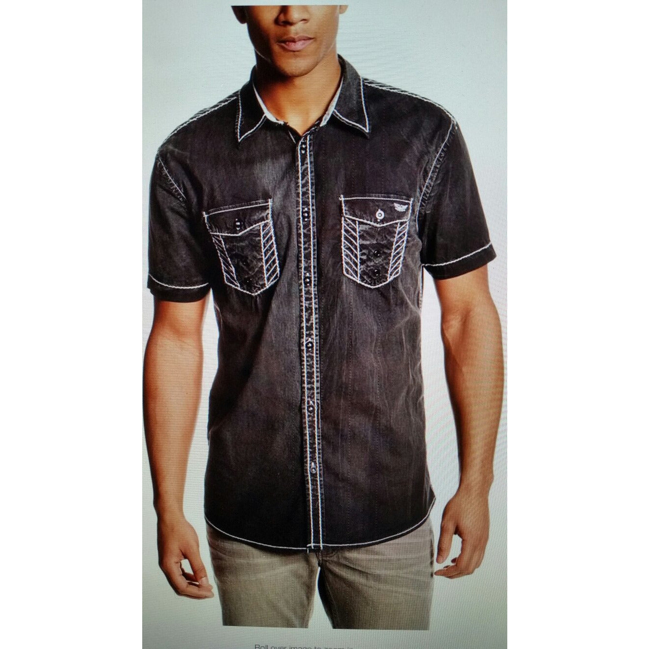 Roar Tactful Short Sleeve Black Shirt Preowned Good Condition Xtra Large Size