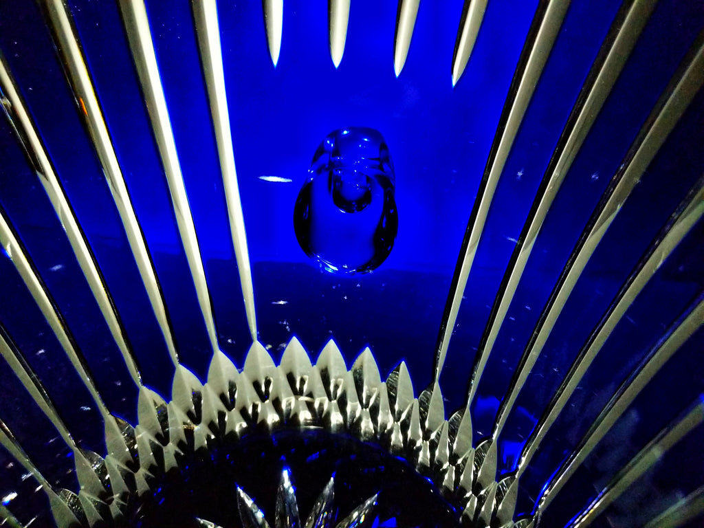 AJKA Cobalt Blue and Clear Cut Large Ice Bucket
