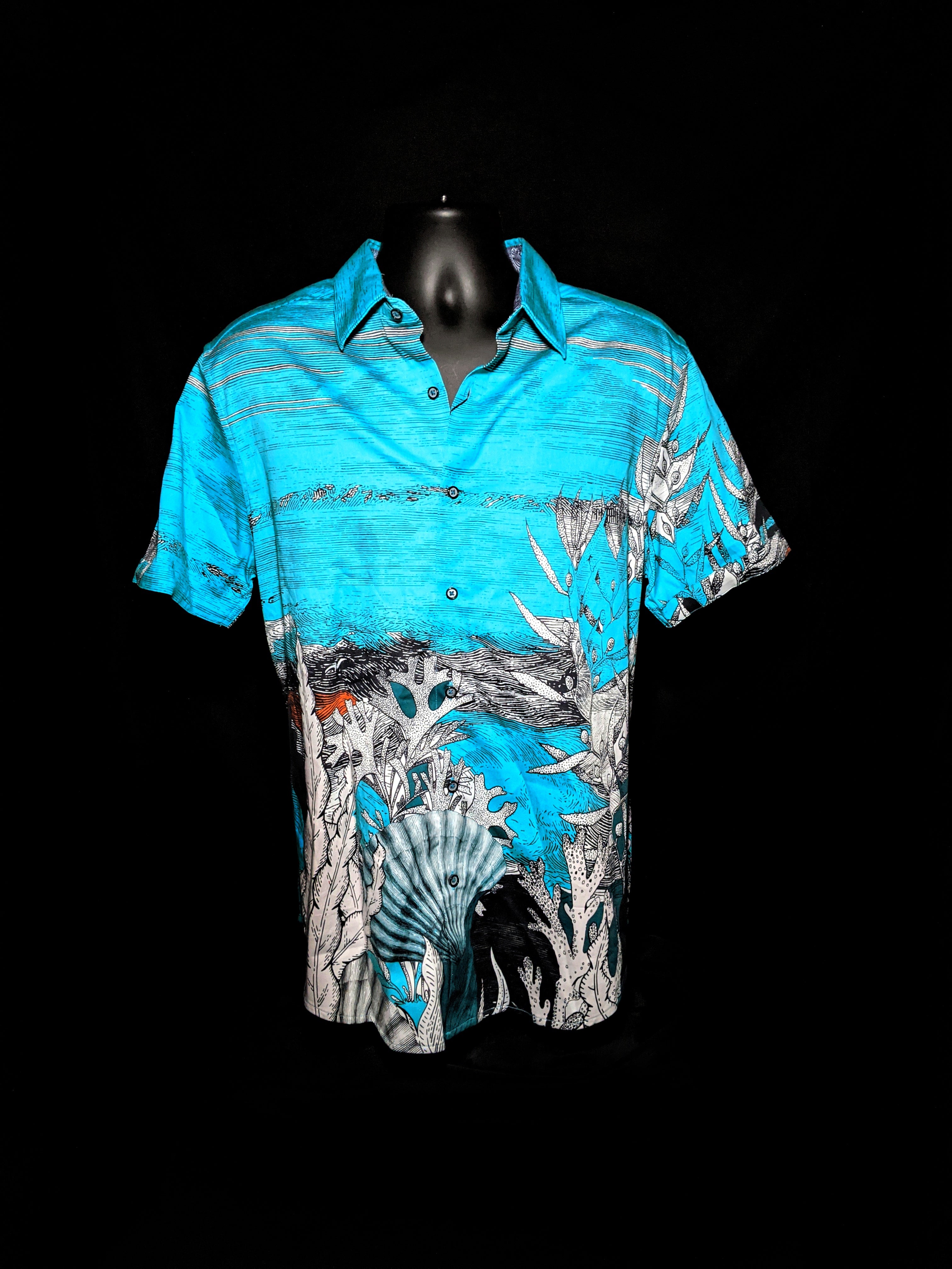 Robert Graham Sea Monster Short Sleeve Shirt Size Large NWTS
