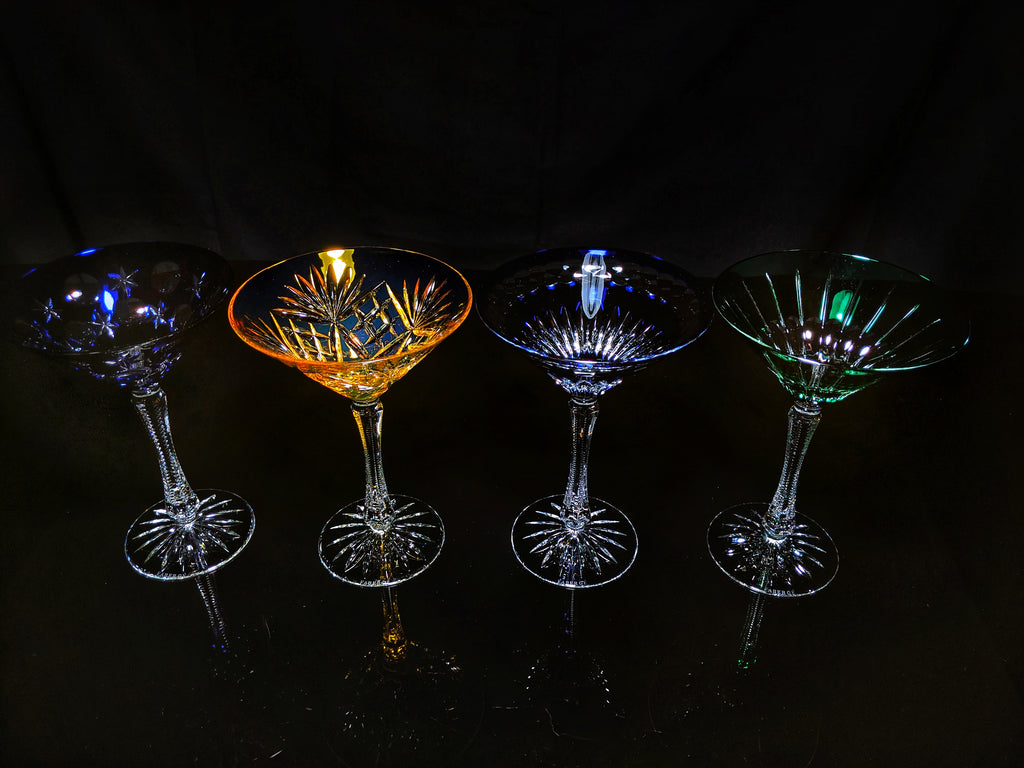 Fabergé Colored Crystal Martini Glasses