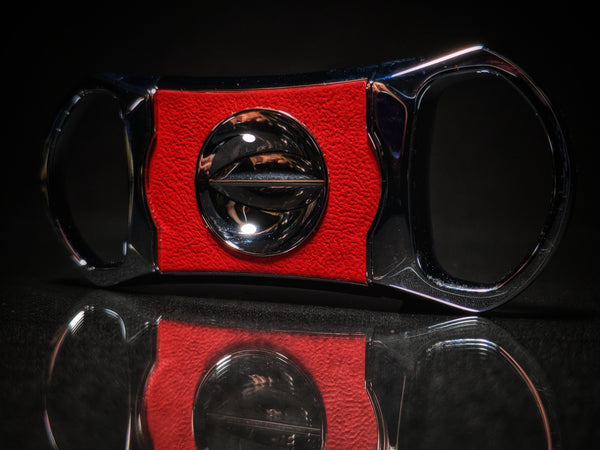 Brizard and Co Black Python Pattern and Red Leather cigar cutter