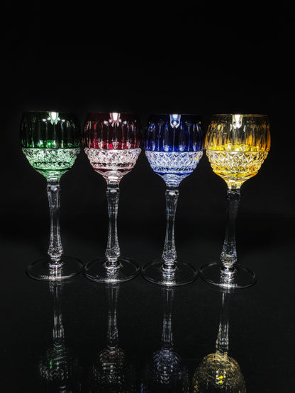 FABERGE XENIA IMPERIAL CASED CUT TO CLEAR CRYSTAL GOBLETS  SIGNED NO BOX