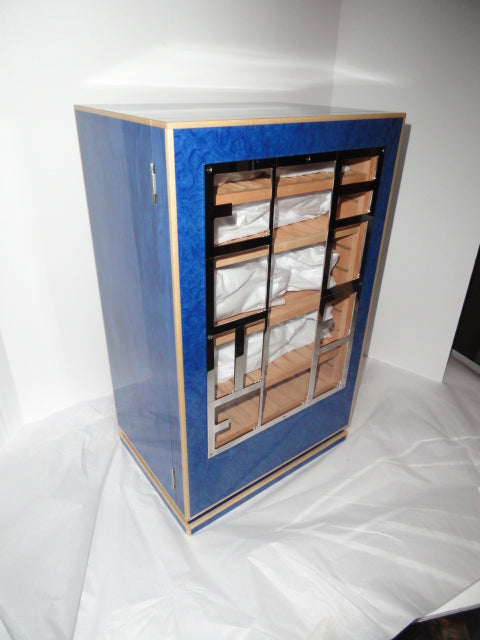 Elie Bleu Madrona Blue  Wood Cabinet Humidor 150 count
