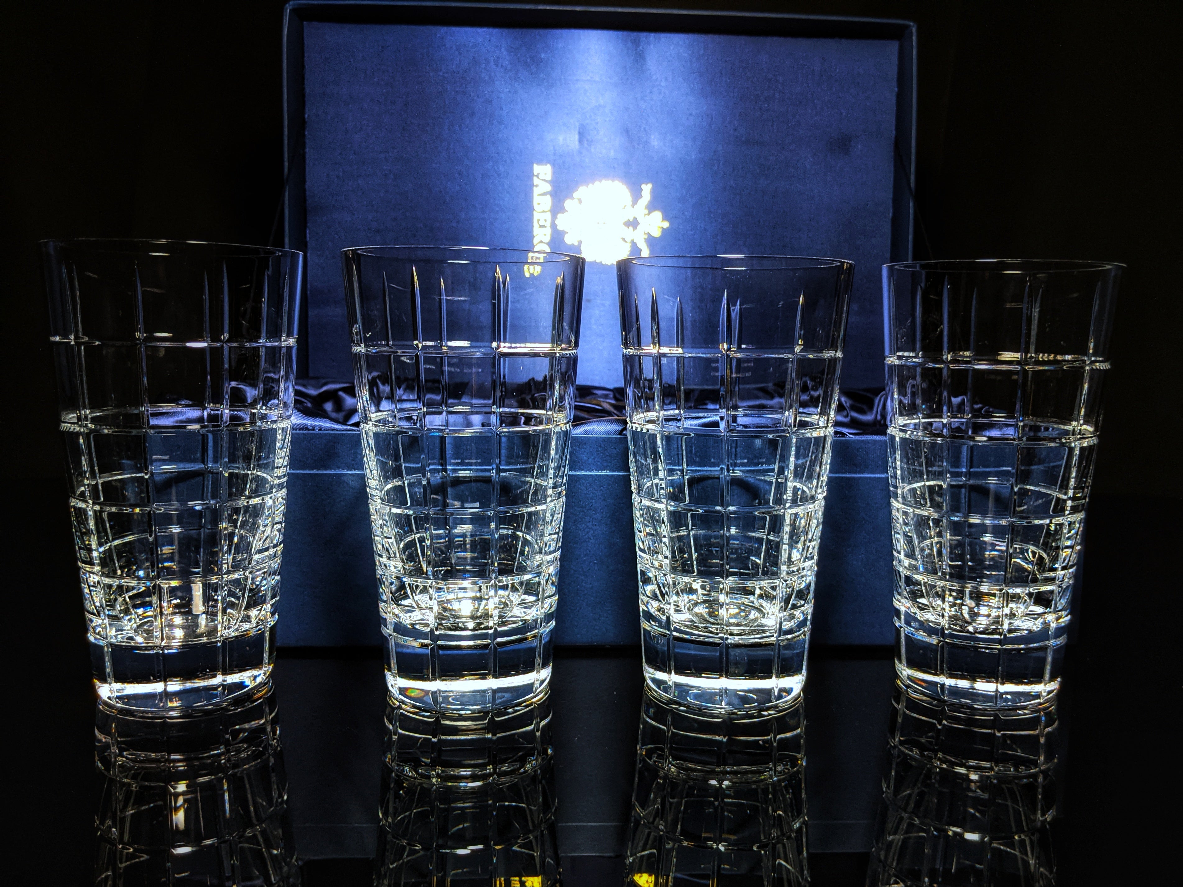 Faberge Metropolitan Double Old Fashion Clear Crystal Glasses set of 4