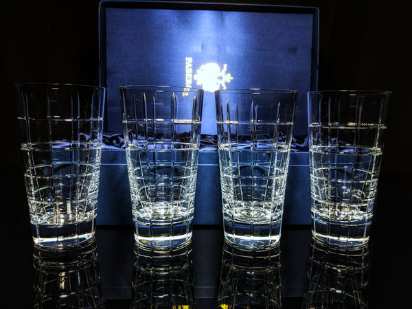Faberge Metropolitan Double Old Fashion Clear Crystal Glasses set of 4