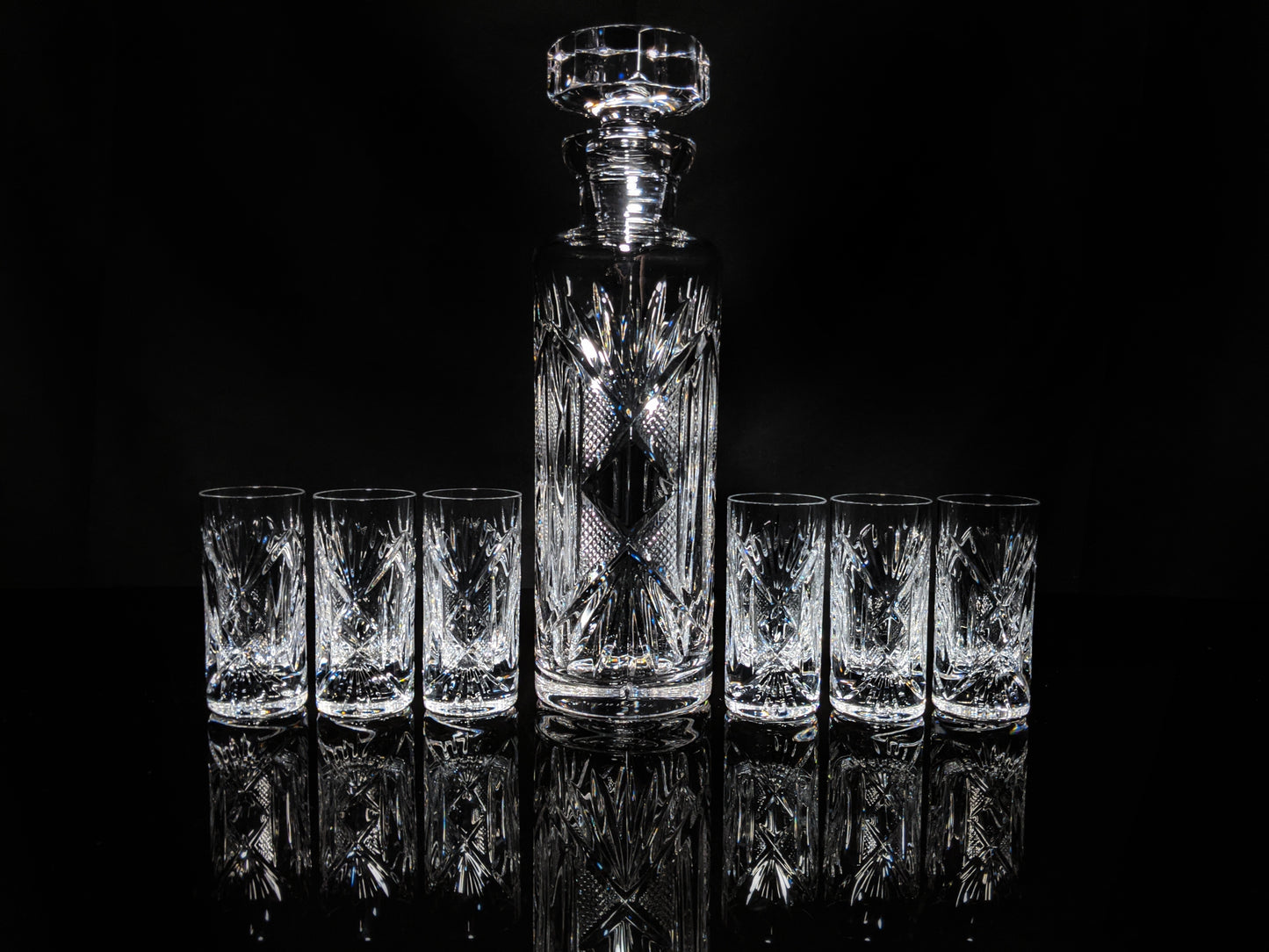 Faberge Monte Carlo  Crystal Vodka Decanter with 6 shot glasses