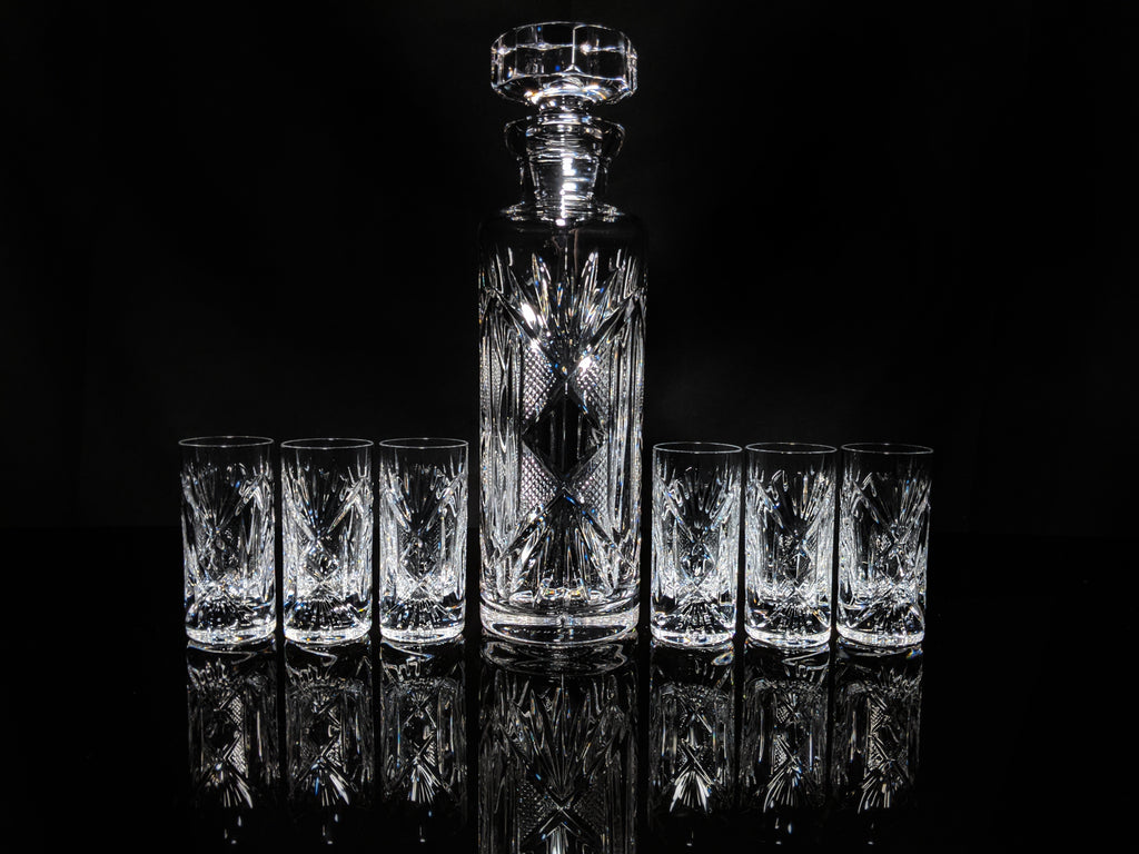 Fabergé Monte Carlo Crystal Vodka Decanter with 6 Shot Glasses