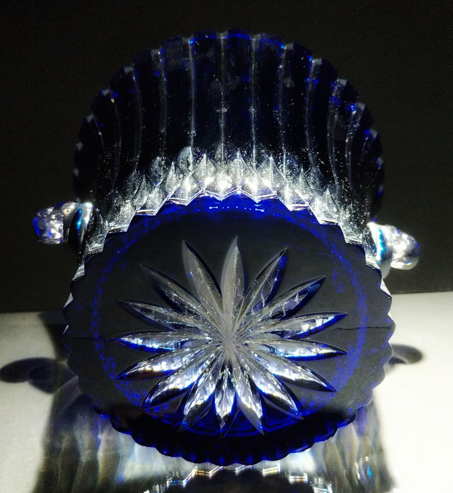AJKA Cobalt Blue and Clear Cut Large Ice Bucket