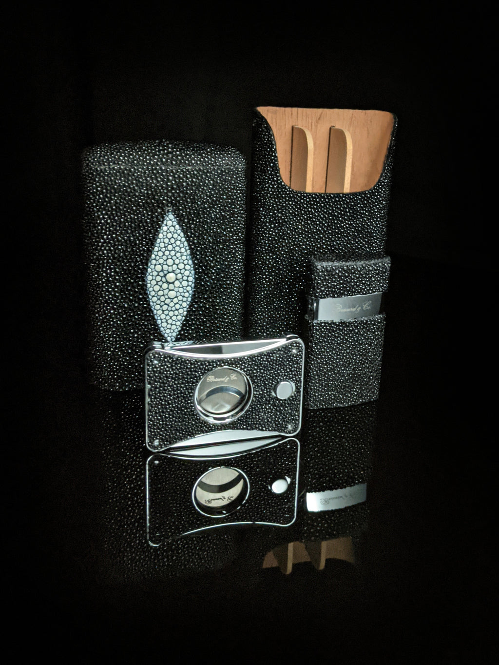 Brizard and Co. Stingray Cigar Case — with Matching Cutter & Lighter, New in Box