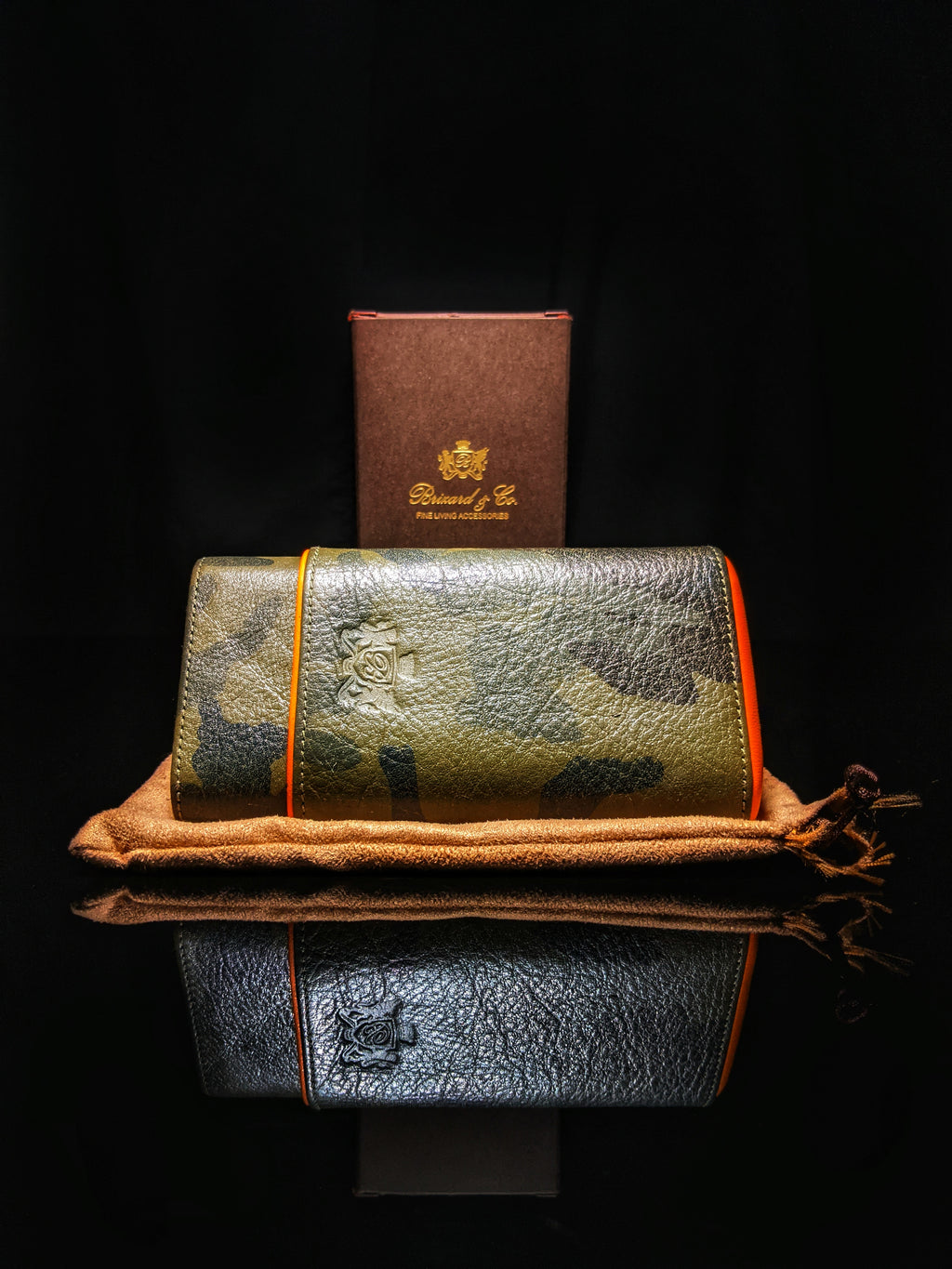 Brizard and Co. Show Band 3 Cigar Case — Camouflage & Orange Leather