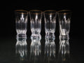 Faberge  Crystal Aurora Highball  Glasses with gold painted rim set of 4 NIB