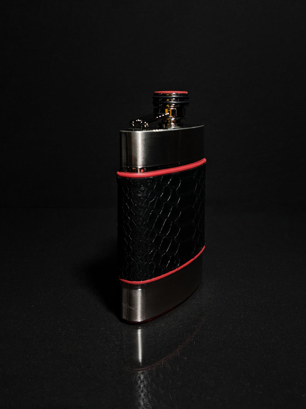 Brizard and Co. The 6 oz Flask - Black Python Leather and Racing Red