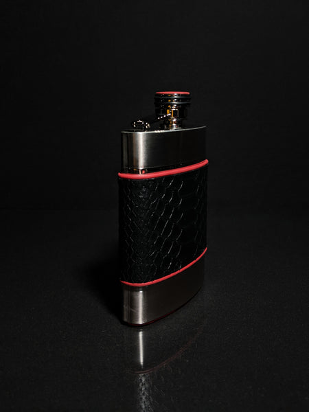 Brizard and Co. The 6 oz Flask - Black Python Leather and Racing Red