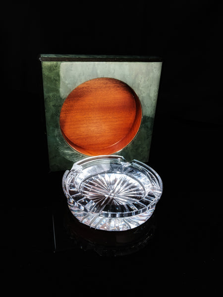 green burl wood ashtray new in the box