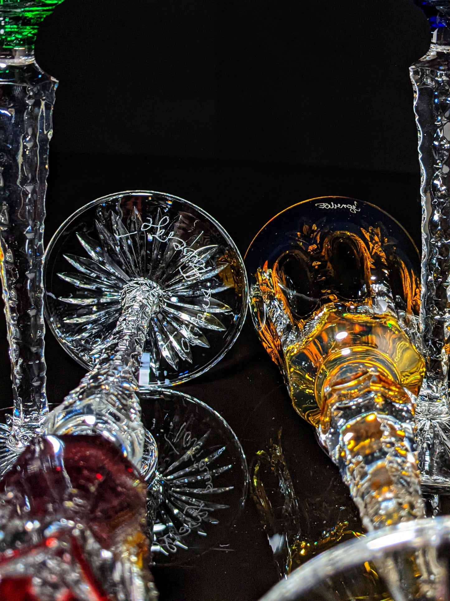 Faberge  Palais Royal  Crystal Colored Flutes signed by Tatiana Faberge NIB