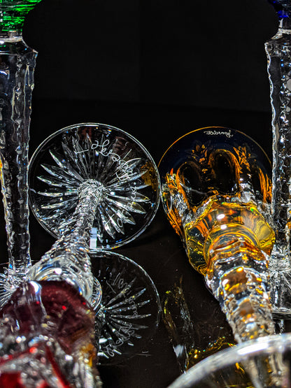 Faberge  Palais Royal  Crystal Colored Flutes signed by Tatiana Faberge NIB